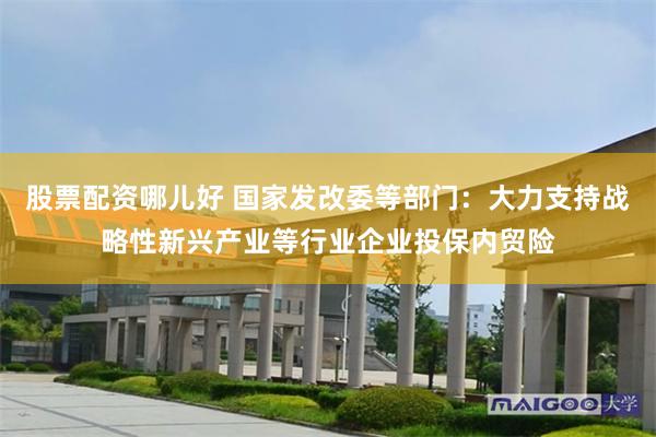 股票配资哪儿好 国家发改委等部门：大力支持战略性新兴产业等行业企业投保内贸险