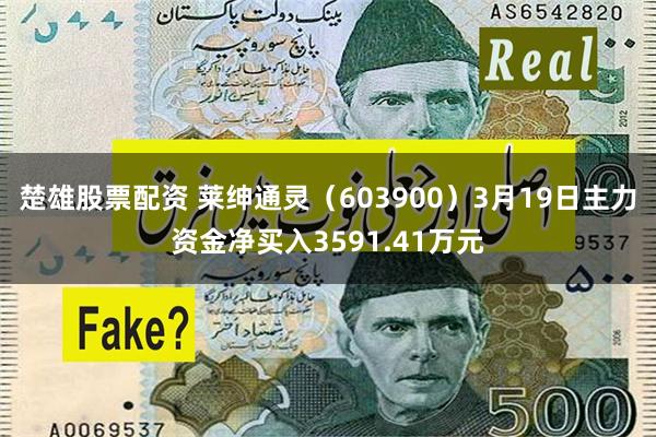 楚雄股票配资 莱绅通灵（603900）3月19日主力资金净买入3591.41万元